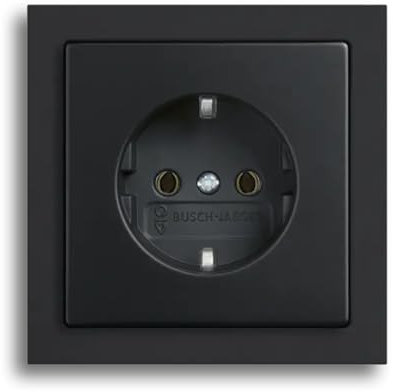 Busch-Jaeger future® linear Komplett-Set: 20 EUC-885 SCHUKO® Steckdosen-Einsatz + 1721-885K Abdeckrahmen 1-fach, Future Linear schwarz matt