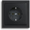 Busch-Jaeger future® linear Komplett-Set: 20 EUC-885 SCHUKO® Steckdosen-Einsatz + 1721-885K Abdeckrahmen 1-fach, Future Linear schwarz matt
