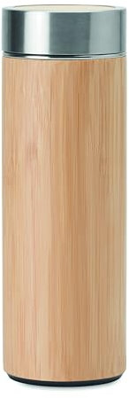 Bouteille Isotherme en Bambou 400ml avec Diffuseur - Thermos Double Paroi pour Café, Thé et Boissons Chaudes/Froides - Design, Durable et Écologique