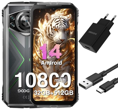 DOOGEE S118 Outdoor Handy Ohne Vertrag Android 14-10800mAh, 32GB RAM+512GB ROM/TF 2TB Octa-Core Outdoor Smartphone, 6.6” FHD+ baustellenhandy, 50MP AI Kamera Rugged Smartphone, IP68/NFC/Face ID/GPS
