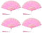 PATIKIL Embroidered Flower Marabou Feather Fan, 4 Pack 1920s Vintage Folding Handheld Fan Chinese Flapper Hand Fan for Costume Party Dancing Wedding Show Tea Decoration, Pink