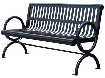 YCYHXJB Gartenbank, 2-Personen-Bank für Draußen, Wetterfeste Metallbank aus Schmiedeeisen mit 400 kg Tragkraft, für Garten, Veranda, Hinterhof und Park, Schwarz(150cm*63 * 82cm/59 * 25 * 32in)