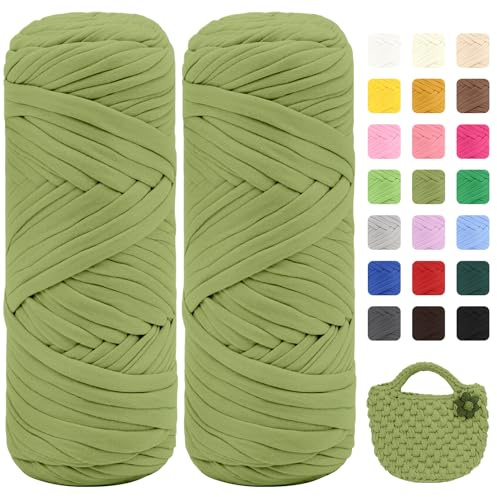 Maxee 400g T-Shirt Garn – 2 er Pack (je 200g/75m), Weiches Beilaufgarn zum Häkeln & Stricken – Farbintensiv & pflegeleicht, Ideal für Häkeltaschen/Körbe/Teppiche DIY Projekte, Handarbeiten und Deko