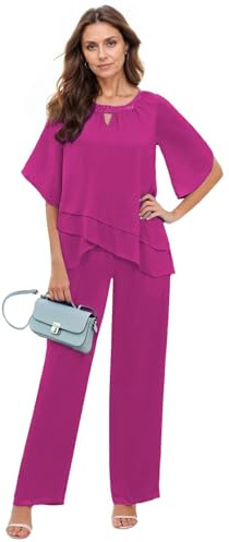 Botong 2 pantalones para madre de la novia, traje de lentejuelas y cuello elegante para mujer, fiesta de noche