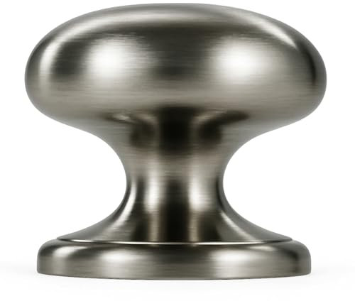 trust4care 4-Pack Brushed Satin Nickel Large Bi-fold Closet Door Knobs with Wide Base Backplate, Round Brass Wardrobe Folding Kitchen Cabinet Knobs, 1-1/2 Inch Furniture Drawer Pulls Handles