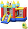 COSTWAY Hüpfburg mit Gebläse, Rutsche, Sprungbereich, Basketballkorb und 100 Bälle, für Indoor und Outdoor, inkl. Tragetasche, Reparaturset, 301 x 313 x 245 cm