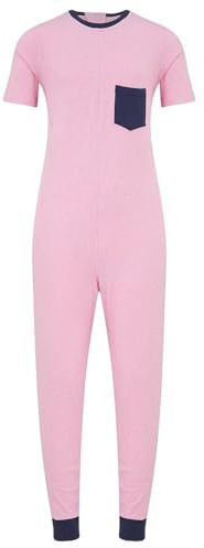 SpecialKids.Company Kaycey Zip Back, Short Sleeve Long Leg Jumpsuit, Adaptive Clothing for Kids with Special Needs, Soft Cotton, Age 3-4 Years, Pink Body-Mystic Violet Trim