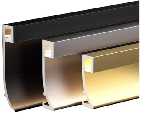 MLKHESY Battiscopa con Profilo in Alluminio a LED, Striscia Decorativa scanalata, battiscopa con Illuminazione incorporata, Base a Parete con Luce a Canale a LED per Scale del corridoio Black 4cm