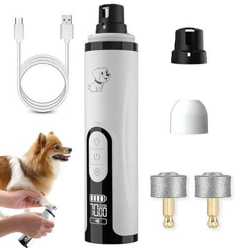 Baomaeyea Silent Groom Pro Nail Grinder,Upgrade Groom Pro Nail Grinder Cordless with LED Light & 3 Speeds for Dogs and Cats,Rechargeable USB Charging Pet Nail Grinder,2000mAh Long-Lasting Battery