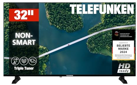 TELEFUNKEN Televisor de 32 pulgadas XH32P900S LED TV HD Ready (1366 x 768 píxeles) con diagonal de pantalla de 80 cm y sintonizador triple integrado (2026)