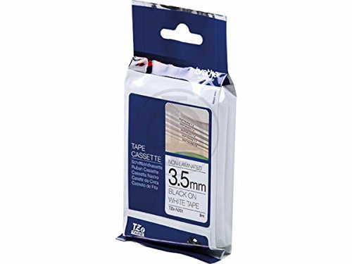 Brother - TZe N201 - Bande Non plastifiée - Noir sur Blanc - Rouleau (0,35 cm x 8 m) 1 Rouleau(x) - pour P-Touch GL-H100, PT-D200, D400, D600, E300, E550, H100, H101, H300, H500, H75, P700, P750
