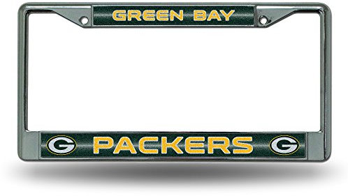 Rico Industries NFL Green Bay Packers Bling Chrome Kennzeichenrahmen mit Glitzerakzent, 15,2 x 31,1 cm