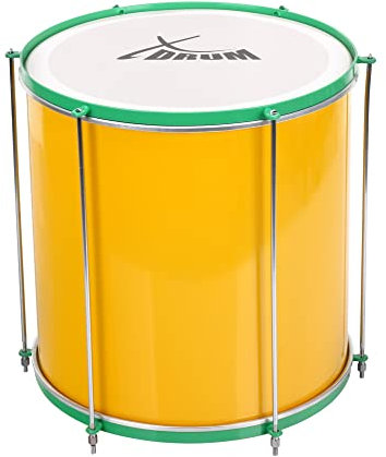 XDrum SSD-1616 Surdo Samba Trommel - brasilianische Basstrommel - Kessel aus Aluminium - 6 Stimmschrauben - Größe: 16 x 16 - gelb-grün
