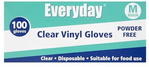 Everyday Clear Vinyl Gloves, Powder Free, Medium, 100 Gloves