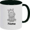Shirtinstyle Kindertasse, Teetasse, Tasse, Nilpferd mit Wunschnamen, Wunschtext, Spruch, Kinder, Tiere, Natur, Kaffeetasse, Pott, Becher, Farbe schwarz