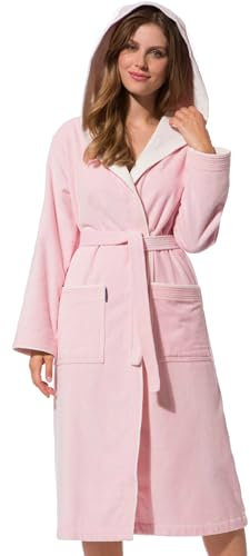 Morgenstern Peignoir de Bain pour femme avec capuche Taille 38/40 (Petit/S/Small) 100% coton Couleur Rose