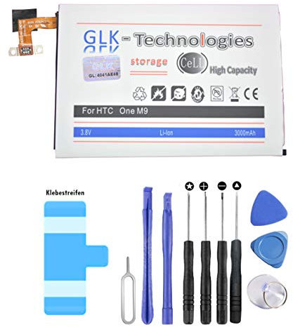 High Power Ersatzakku für HTC One M9 / M9+ Plus B0PGE100 35H00236 | Original GLK-Technologies Battery | accu | 3000 mAh Akku | inkl. Werkzeug Set Kit NEU