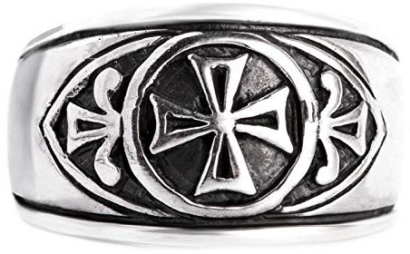 Windalf Mittelalter Ring ISIAS h: 1.2 cm Siegelring der Tempelritter 925 Sterlingsilber (Silber, 66 (21.0))