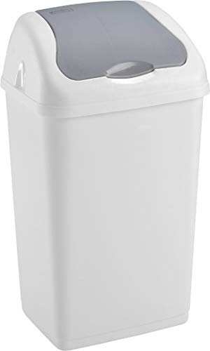 Sterling Ventures 18 Litres Premium Plastic Swing Bin for Home and Kitchen Rubbish Waste (White)