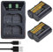 DuraPro Lot de 2 batteries 2280 mAh EN-EL15C EN-EL15 + chargeur LED USB double avec port de type C pour Nikon EN-EL15a EN-EL15b Z6 II Z7 II Z5 Z6 Z7 D500 D600 D750 D800 D810 D850