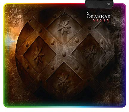 Konix Drakkar Tappetino per mouse gaming Hetland 32 x 27 cm - Bordi retroilluminati RGB 7 colori - Design vichingo
