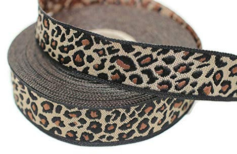 20 mm 10 Meter Web Borte Webband Jacquardborte Trachtenborte Stickerei Leopard Motiv 20998