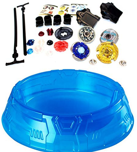 Elrozo 4er Top Set + Arena Kreisel für Metal Fusion 4D Burst Arena Auswahl (Arena 31cm + Set 14 Hades Kerbecs 4er Top)