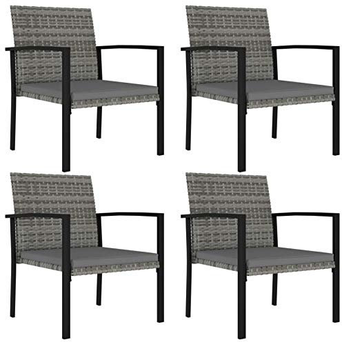 Tidyard Garten Essstühle 4 STK. Gartensessel Sessel Stuhl Gartenstuhl Stühle Rattanstuhl Rattansessel Stuhlset Gartenmöbel Poly Rattan Grau