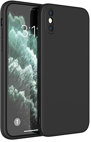 Mixroom - Coque étui pour iPhone XR protection couvre appareil photo en silicone TPU mat avec bords plats couleur noir