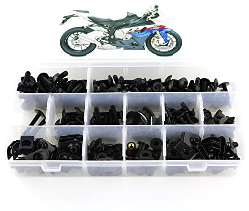 Xitomer Aftermarket - Kit completo di bulloni per carenatura, adatto per BMW S1000RR 2009-2014, kit di montaggio rondelle/dadi/fissaggi/clip/occhielli (nero opaco)