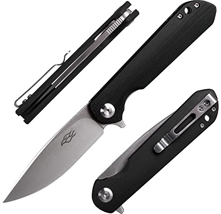 Firebird GANZO FH41S-BK Taschen-Klappmesser D2-Stahlklinge 75mm G10 Anti-Rutsch-Griff mit Clip Camping Jagd Angeln Outdoor EDC-Messer 175mm 72 g (Schwarz)