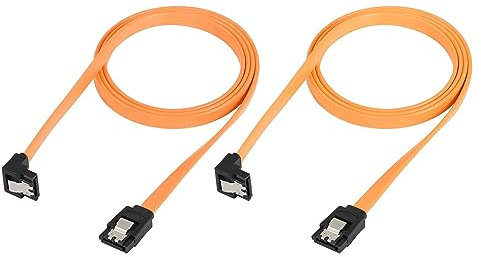 QIANRENON SATA III Cable, 39.37 Inch 90 Degree Hard Drive SATA Data Cable with Locking Latch, 6.0 Gbps Right Angle Solid Hard Drive SATA 3.0 Cable for SATA HDD, SSD, CD Driver, Yellow(2 Packs)