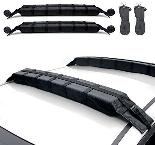 AQUARM Kayak Roof Rack Pads, Universal Car Soft Roof Rack for Canoe/Surfboard/Paddle Board/SUP/Snow Board with Adjustable & Steady Tie-Down Straps and Storage Bag