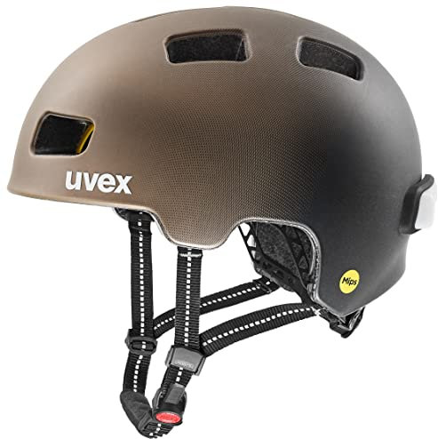 uvex City 4 MIPS - Leichter City-Helm für Damen und Herren - MIPS-Sysytem - inkl. LED-Licht - Hazel-Black matt - 55-58 cm