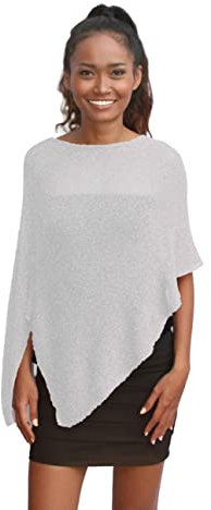 creazioni unique Poncho Coprispalle da Donna Elegante da Cerimonia o Sera - Poncho Donna in Rete di Viscosa Termica con Essenza di Fiore di Ciliegio (Bianco)