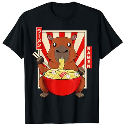 Capybara Nagetier Säugetiere Wasserschwein Kawaii Ramen T-Shirt