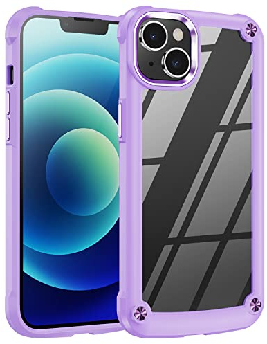 TECHGEAR iPhone 14 Tough Case [Fusion Armour] Premium Hybrid Tough Rugged Protective Bumper Case Heavy Duty Protection with Clear Back Designed For iPhone 14 6.1 - Purple