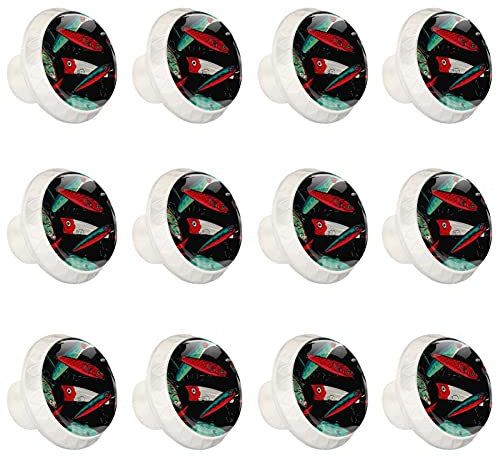 12 esche da pesca rotonde bianche per cassetti nere