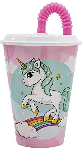 ALMACENESADAN, 4835, Pack retour à l'école Licornes ; composé d'un gobelet avec canne 430 ml, produit réutilisable, sans BPA
