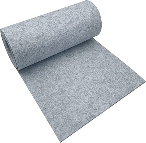 Bocguy Filz Meterware, Hellgrau Filz 3mm Dick, 250cmx30cm Filzstoff, Filzrolle Bastelfilz, Filzmatte, Filzunterlage für DIY Aufbewahrungstasche Patchwork Nähen Basteln Handwerken Dekoration