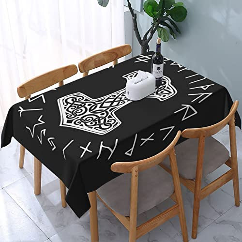 Rechteckige Tischdecke Wikinger Mjolnir Runenrad Symbol Der Nordischen Mythologie Wachstuch Pflegeleicht Wachstischdecke Wetterfeste Wachstuchtischdecke Für Camping Outdoor Geburtstag,137X183cm
