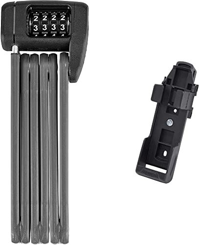 ABUS Faltschloss Bordo Lite 6055C & Fahrradschloss Halterung SH 6000 Bordo - zum Transport von Faltschlössern, Schwarz