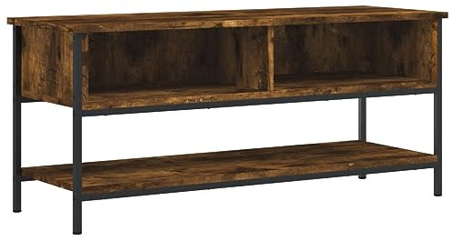 vidaXL Meuble TV, Armoire de Télévision avec 2 Compartiments et Étagère, Meuble Télé avec Pieds Salle de Séjour, Chêne Fumé Bois d'Ingénierie