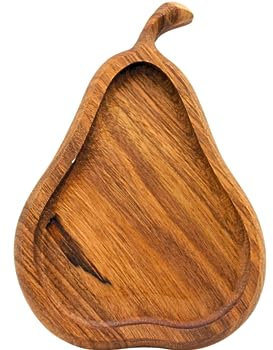 Dekohelden24 Holz Dekoschale als Birne in Natur, Maße L/B/H 19 x 13 x 2,5 cm