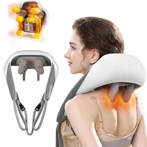 Nackenmassagegerät, Nacken- und Schultermassagegerät mit Heizfunktion zur Entlastung der Schulter-, Taillen- und Beinmuskulatur. Tolle Geschenkidee für Männer, Frauen, Eltern.