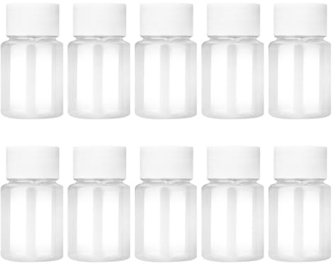 JIHUOO 10 Pcs 30ml Mini Clear Plastic Bottles - Reusable, Leak Proof, Travel Size - White, BPA Free