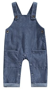 Geagodelia Salopette Bambino Casual in Velluto per Primavera Autunno Pantaloni con Bretelle Bambina Senza Maniche Vintage Tuta Intero Neonati (Blu, 4-5 Years)