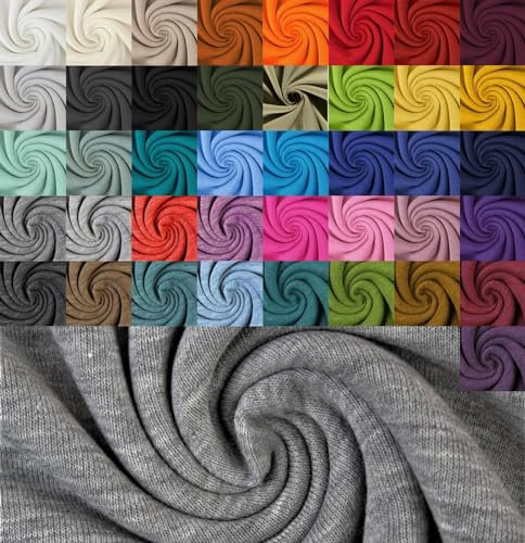 Generisch Wintersweat Meterware Uni - Sweatshirt Stoff meliert - Baumwoll Sweat zweifarbig - weicher Stoff für Pullover/Hoodies - ÖkoTex 100 *Ab 50cm, Farbe: 063 weiß grau
