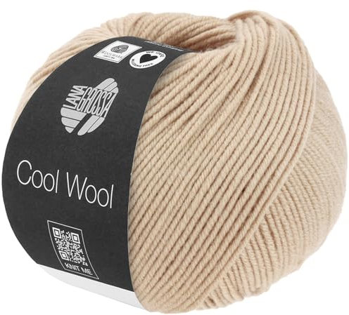 LANA GROSSA Cool Wool Uni | Extrafeine Merinowolle waschmaschinenfest und filzfrei | Handstrickgarn aus 100% Schurwolle (Merino extrafein) | 50g Wolle zum Stricken & Häkeln | 160m Garn FB 2114
