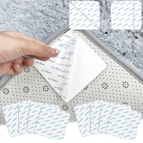 MHwan Antiscivolo per Tappeti, 8 Pezzi Lavabili e Riutilizzabili, può Essere Diviso on 16 Triangoli e 32 Sottotappeto Antiscivolo Rettangolari, Impermeabile in PU, Nessuna Deformazione